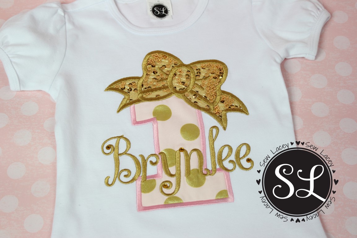 Pink & Gold bow Birthday Shirt