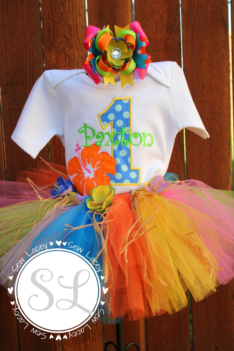 Luau Girl Hawaiian Themed Birthday Tutu Outfit