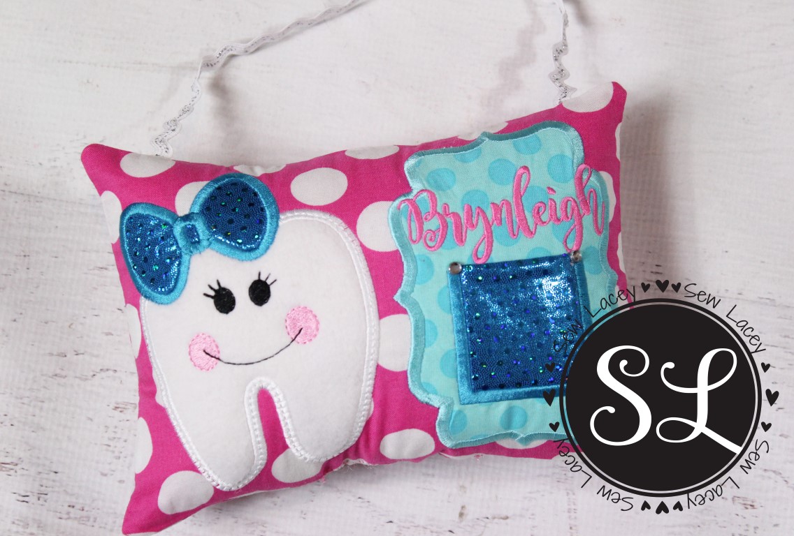 Pink white polka dot-Aqua Toothfairy pillow