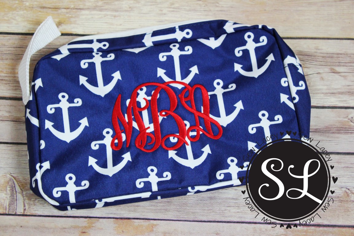Monogrammed Anchor Cosmetic Bag
