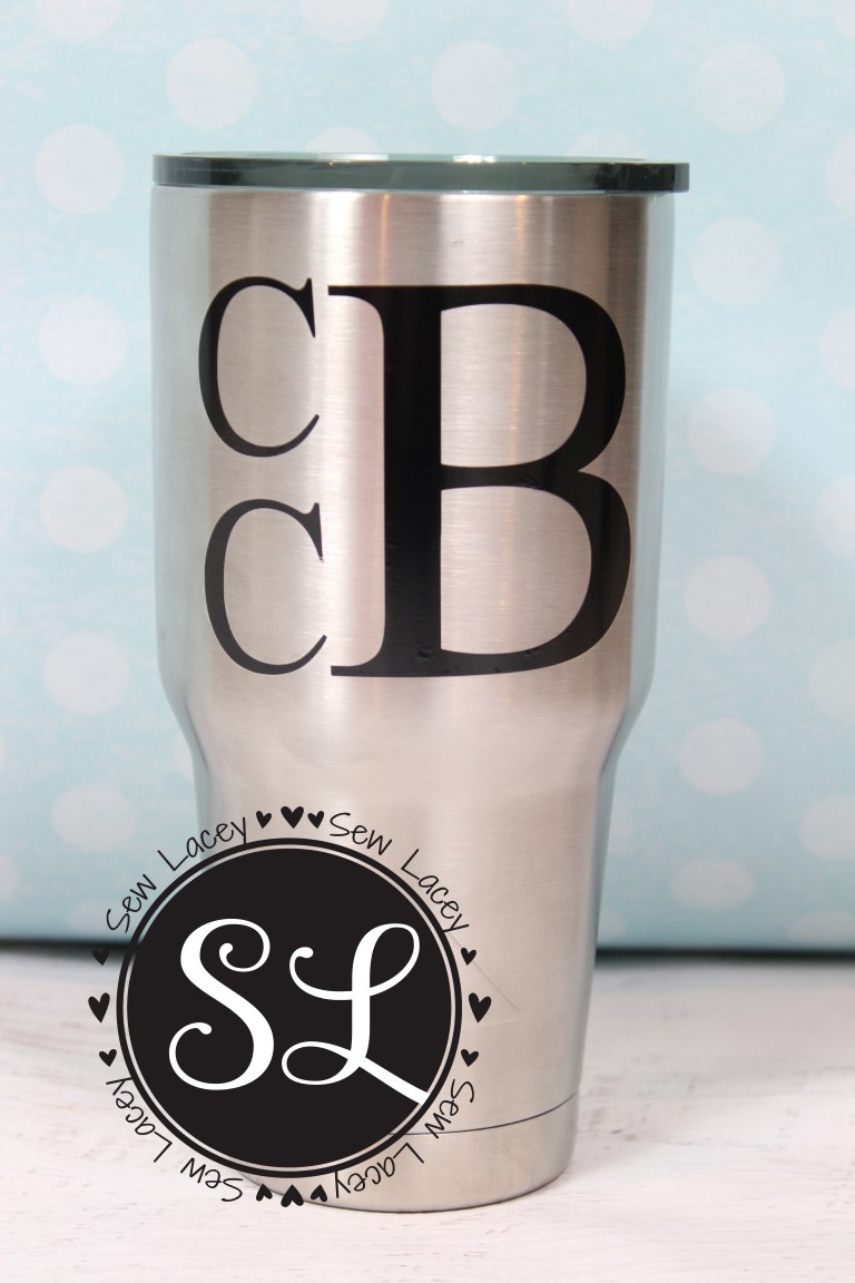 Stacked Monogram Vinyl Cup Decal