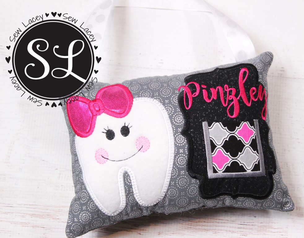 Gray & Hot Pink Toothfairy pillow